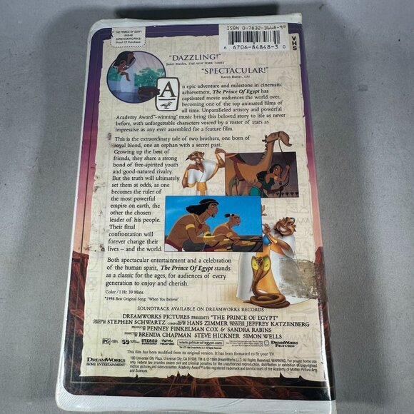 The Prince Of Egypt VHS 1998 DreamWorks Classic Animated Film PG - Picture 2 of 3